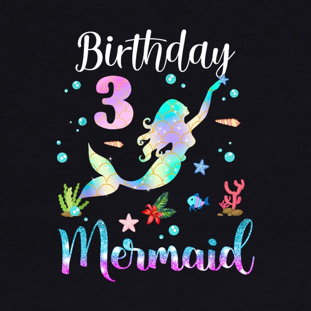 3 Years Old Birthday Mermaid Happy 3rd Birthday by Vintage White Rose Bouquets